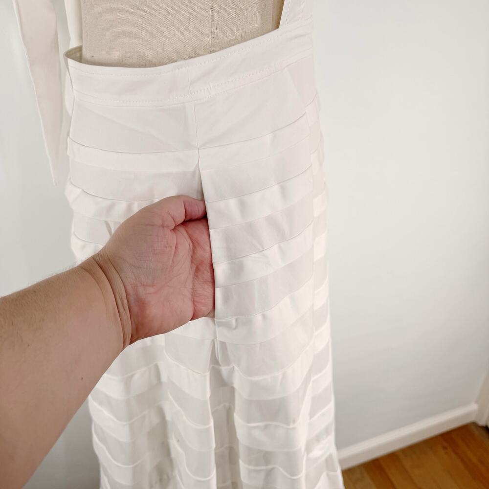 NWT Jonathan Simkhai Sicillia Dress White Poplin Pleated Bridal Preppy Size 8 - Picture 5 of 16